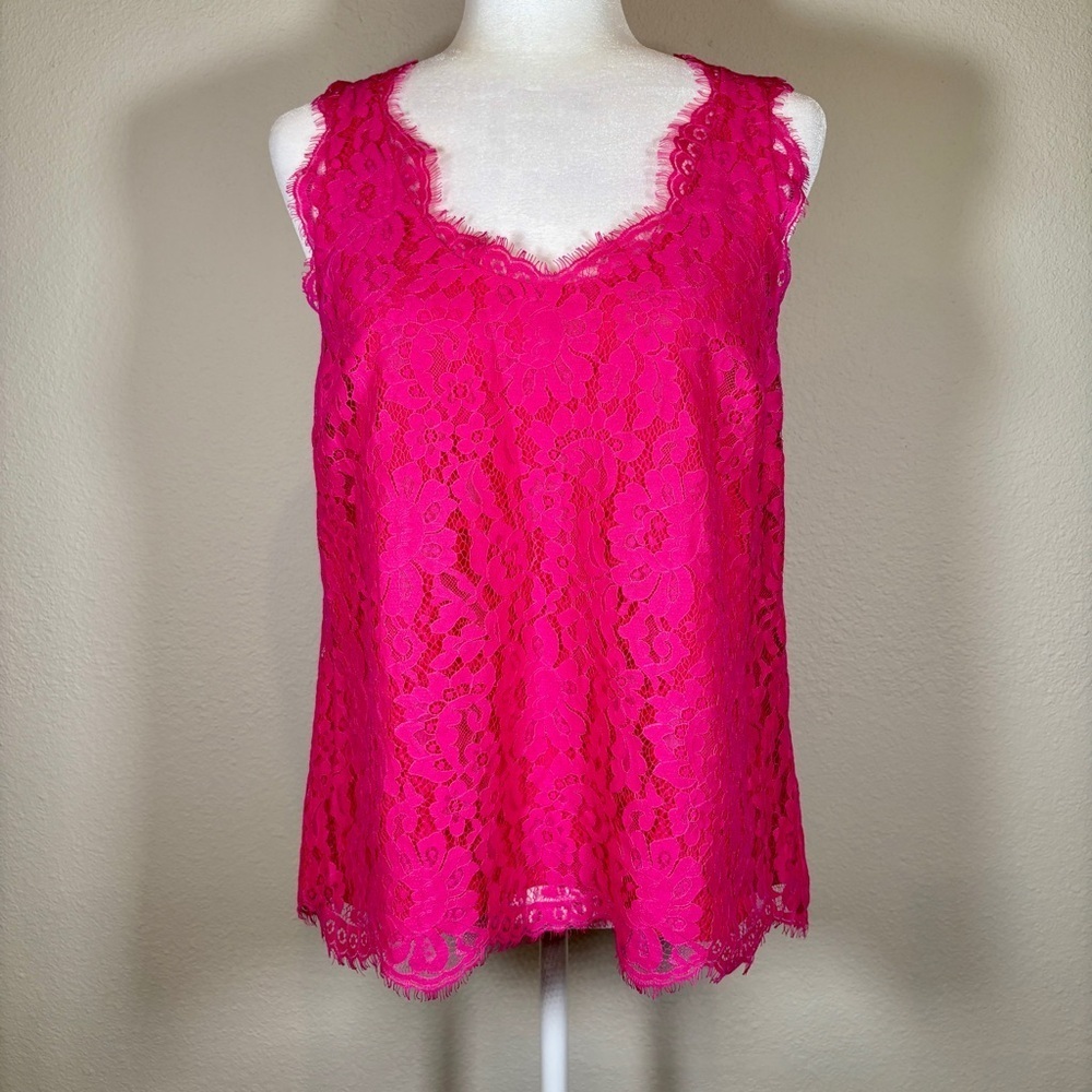 Joie Hot Pink Lace Tank Top Size Medium